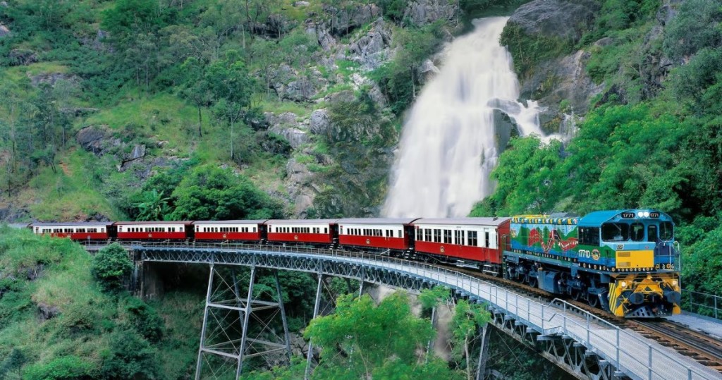 The Kuranda Scenic Railway runs from Cairns to Kuranda in Queensland