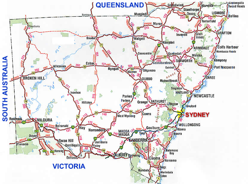 New South Wales Road Network Map